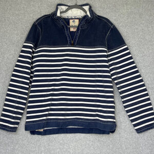 Fat Face Men’s Navy & White Striped Quarter-Zip Pullover Sweater Size XL